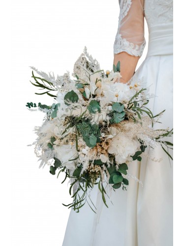 Buchet de mireasa cu hortensie prezervata