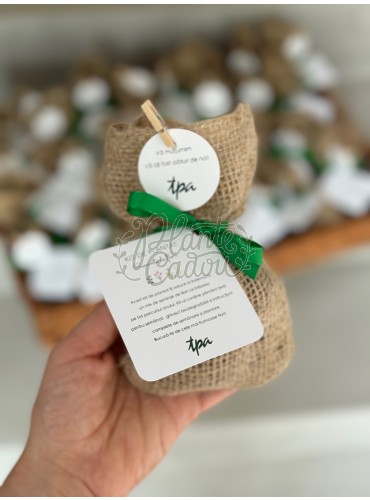 Mini kit de plantat flori în sac de iută 