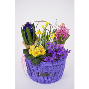 Cos lila cu aranjament floral
