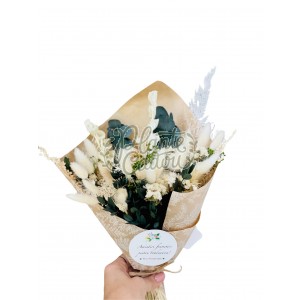Buchet cu flori prezervate alb