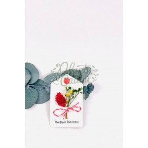Martisor cartonas  cu magnet cu flori uscate