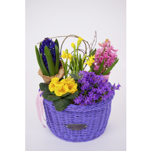 Cos lila cu aranjament floral